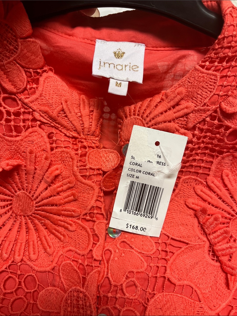 Lace Floral Crochet Women's Dress in Coral Red